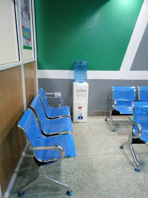 The bright, welcoming patient waiting area at AMI Ruhama Church Waraba Mission Hospital